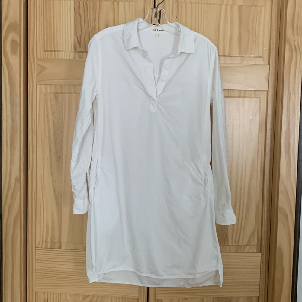 Cloth & Stone White Bishop Sleeve Dress
